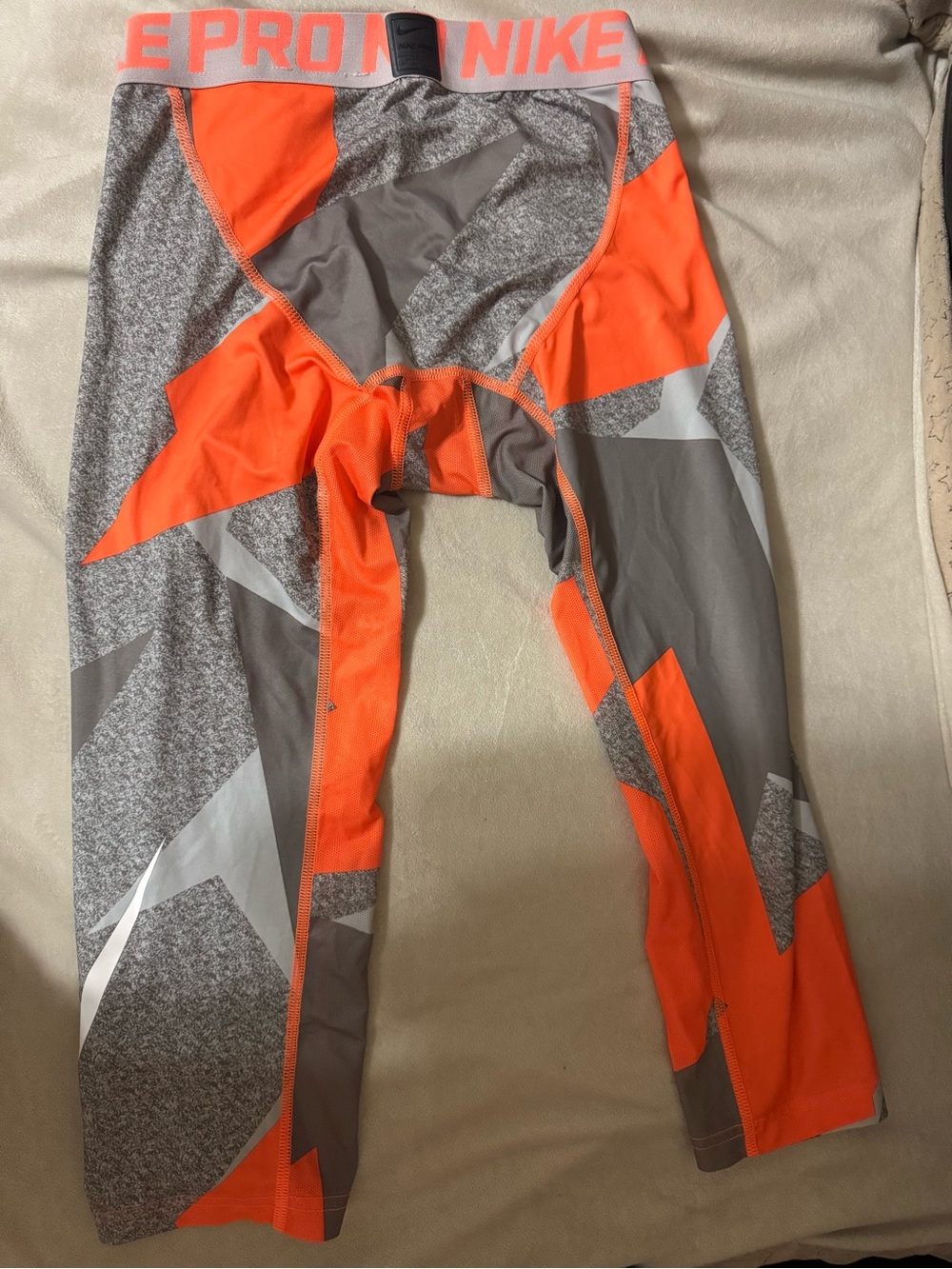 Nike-Kids Orange and Gray Compression Leggings
